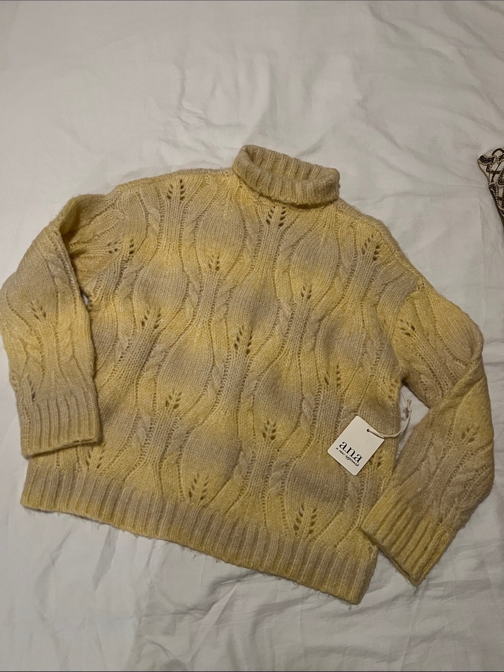 a.n.a Yellow Ombre Cable Turtleneck Sweater